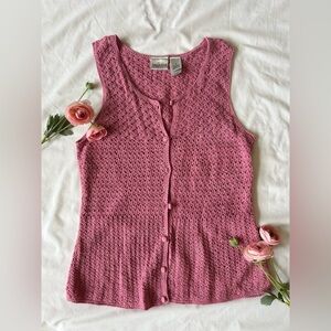 villager Mauve Pink Crochet Button-Front Tank
